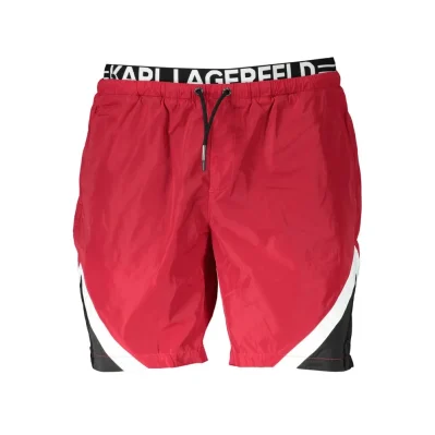 Red Polyester Men's Swim Boxer