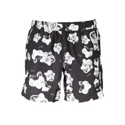Black Polyester Men's Swim Boxer