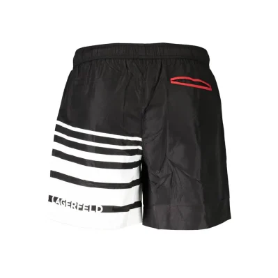 Black Polyester Men's Swim Boxer