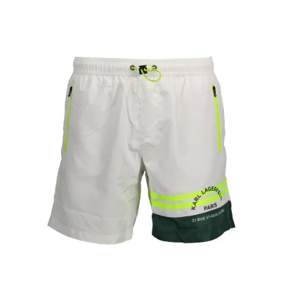 White Polyester Men's Swim Boxer