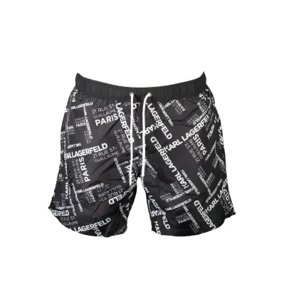 Black Polyester Men's Swim Boxer