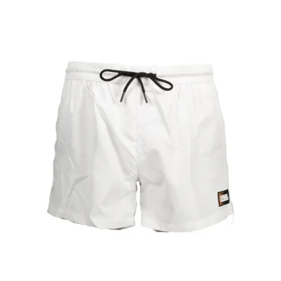 White Polyester Men's Swim Boxer