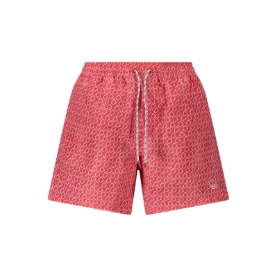 Red Polyester Men's Swim Trunk