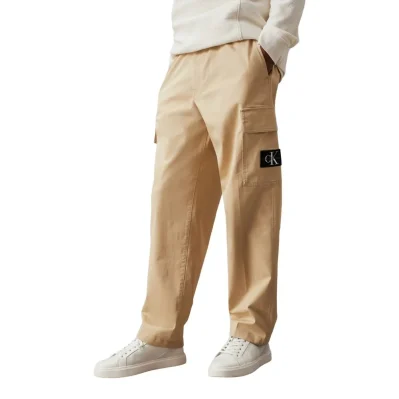 Beige Recycled Cotton Cargo Pants