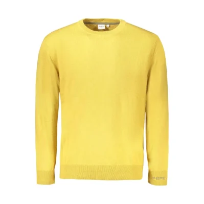 Yellow Cotton Men Sweater