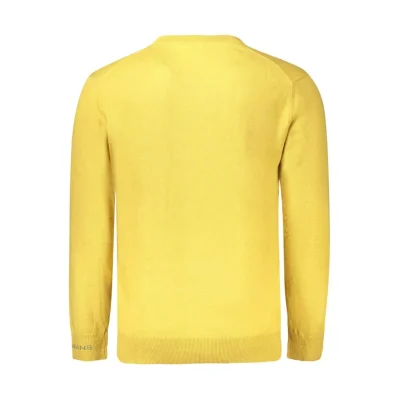 Yellow Cotton Men Sweater