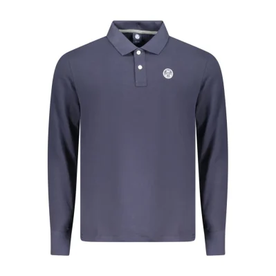 Blue Cotton Men Polo Shirt