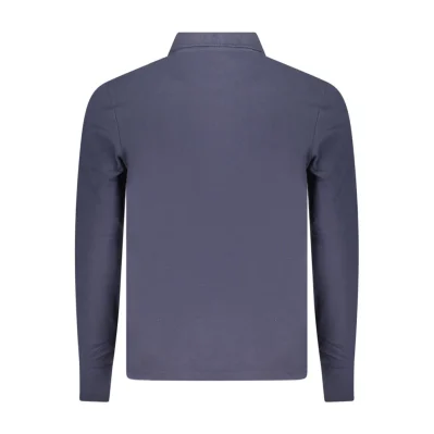 Blue Cotton Men Polo Shirt