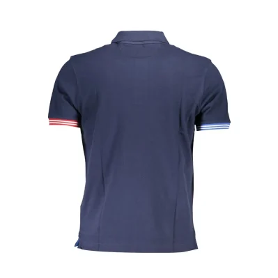 Blue Cotton Men Polo Shirt