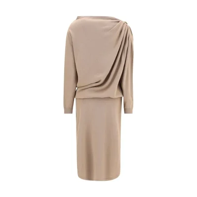 Beige Fleece Wool Casual Dress
