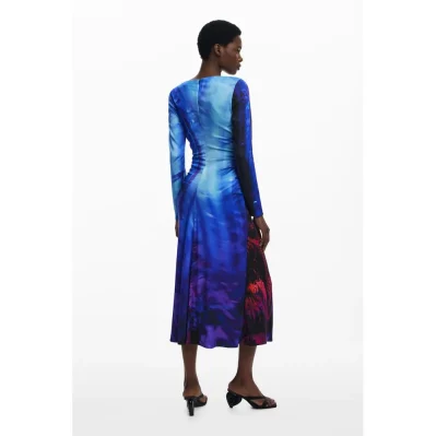 Blue Viscose Women Dress