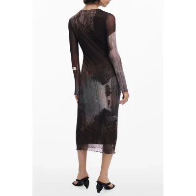 Brown Polyester Women Dress