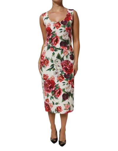Multicolor Floral Print Viscose Sheath Dress