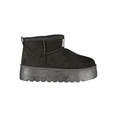 Black Polyester Women Boot