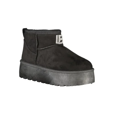 Black Polyester Women Boot