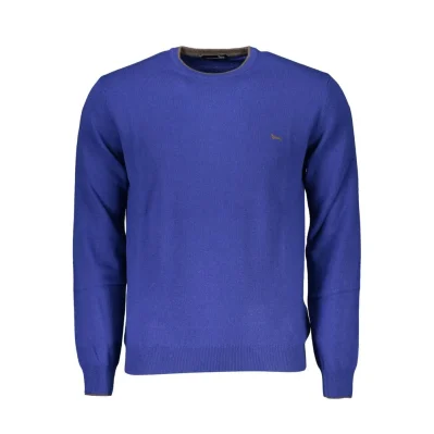 Blue Viscose Men Sweater