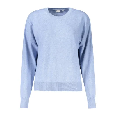Blue Cotton Women Sweater
