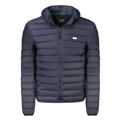 Blue Polyester Men Jacket