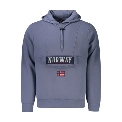 Blue Cotton Men's Hooded Sweater