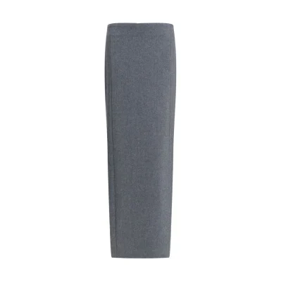 Gray Fleece Wool Long Skirt