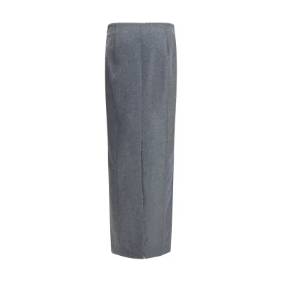 Gray Fleece Wool Long Skirt