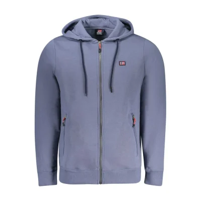 Blue Cotton Men's Hooded Sweatshirt