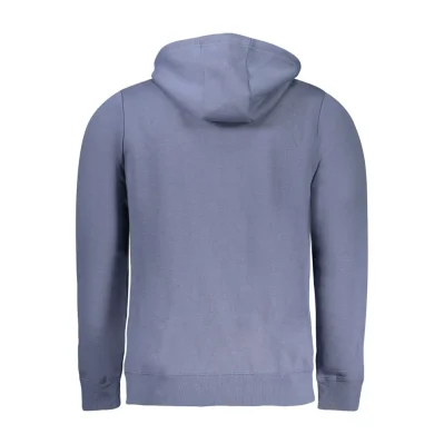 Blue Cotton Men's Hooded Sweatshirt