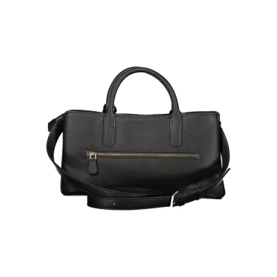 Black Polyurethane Women Handbag