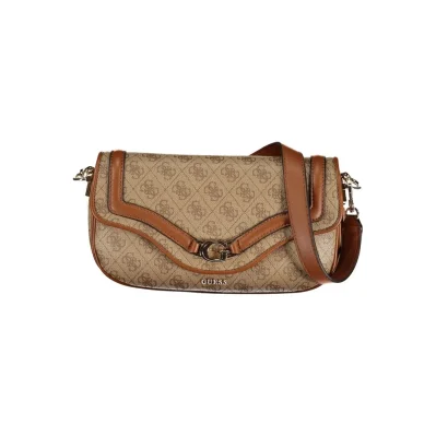 Beige Polyurethane Women Handbag