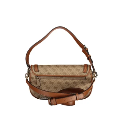 Beige Polyurethane Women Handbag