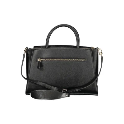 Black Polyurethane Women Handbag