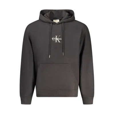 Black Cotton Men Sweater Hoodie