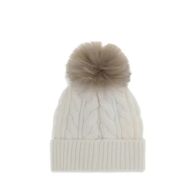 White Fleece Wool Beanie