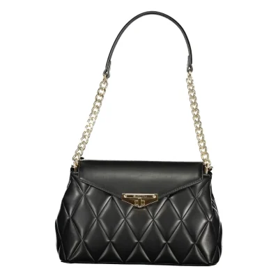 Black Polyurethane Women Shoulder Bag