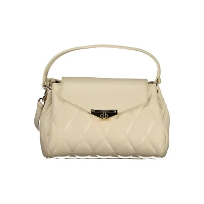 Beige Polyurethane Women Handbag