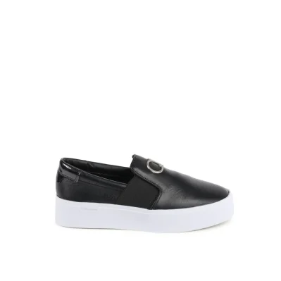Black Leather Platform Sneakers