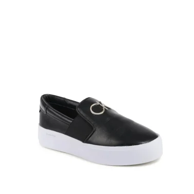 Black Leather Platform Sneakers