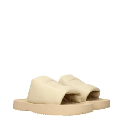 Beige Leather Slippers
