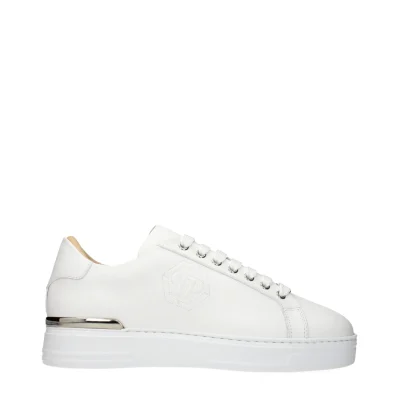 White Leather Low Top Sneakers