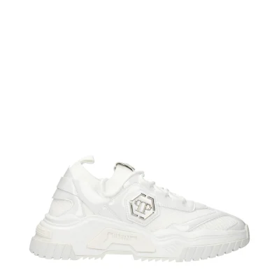 White Fabric Chunky Sneakers