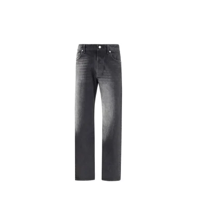 Black Cotton Straight-Leg Jeans