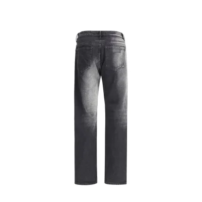 Black Cotton Straight-Leg Jeans