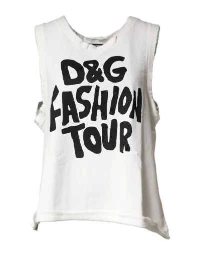 White Graphic CrewNeck Sleeveless Tank T-shirt