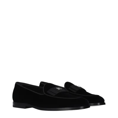 Black Velvet Slip-On Loafers