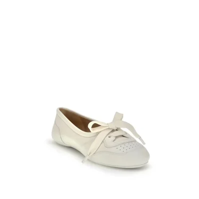 White Calf Leather Bos Taurus Ballet Flats