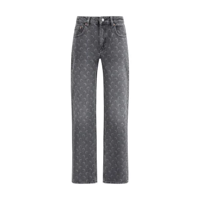 Gray Cotton Straight-Leg Jeans