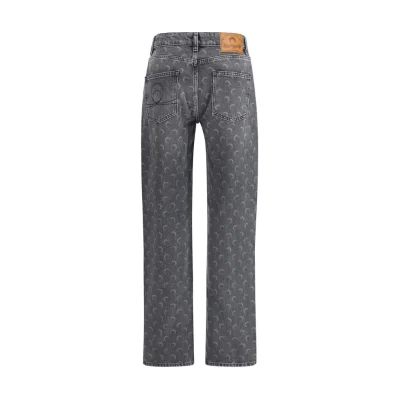 Gray Cotton Straight-Leg Jeans