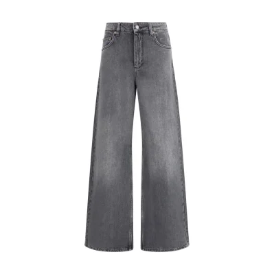 Gray Cotton Flared Jeans