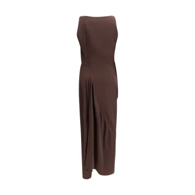 Brown Polyester Cocktail Dress