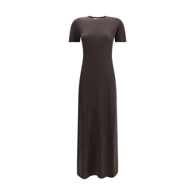 Brown Fleece Wool Long Dress